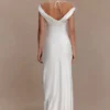 Ashley Cowl Neck Lace And Satin Maxi Dress – Ivory