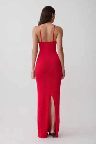 Ashtin Cross Front Knit Maxi Dress – Red