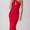 Ashtin Cross Front Knit Maxi Dress – Red