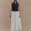 Ashwin Denim Cotton Midi Dress – Indigo Blue Ashwin Denim Cotton Midi Dress – Indigo Blue