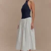 Ashwin Denim Cotton Midi Dress – Indigo Blue Ashwin Denim Cotton Midi Dress – Indigo Blue