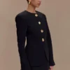 Asia Mixed Button Blazer – Black