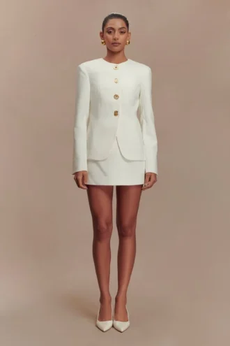 Asia Mixed Button Blazer – Ivory