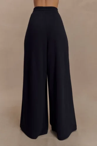 Aspen Gathered Wide Leg Jogger – Black