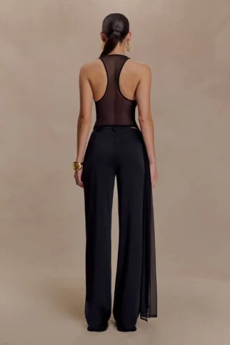Aspyn Slinky Gathered Wide Leg Pants – Black