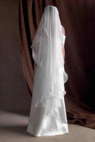 Asteria Draped Chiffon Veil – Ivory