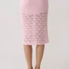 Atlantis Crochet Knit Midi Skirt – Baby Pink Atlantis Crochet Knit Midi Skirt – Baby Pink