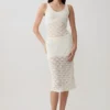 Atlantis Crochet Knit Midi Skirt – White Atlantis Crochet Knit Midi Skirt – White