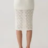 Atlantis Crochet Knit Midi Skirt – White Atlantis Crochet Knit Midi Skirt – White