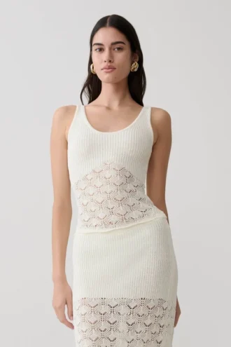 Atlantis Crochet Knit Top – White