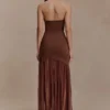 Aubree Crepe And Mesh Maxi Dress – Chocolate/Mocha Aubree Crepe And Mesh Maxi Dress – Chocolate/Mocha