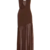 Aubree Crepe And Mesh Maxi Dress – Chocolate/Mocha Aubree Crepe And Mesh Maxi Dress – Chocolate/Mocha