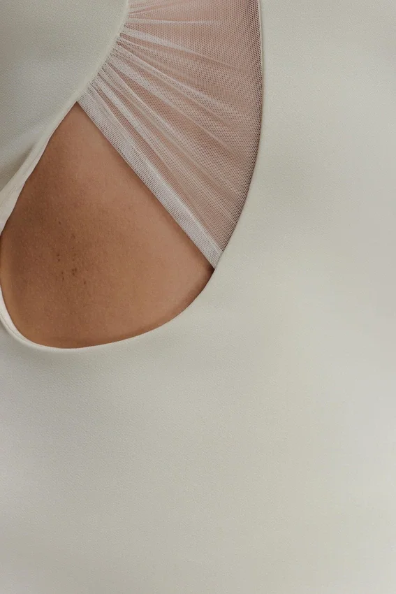 Aubree Crepe And Mesh Maxi Dress – Ivory Aubree Crepe And Mesh Maxi Dress – Ivory