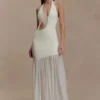 Aubree Crepe And Mesh Maxi Dress – Ivory Aubree Crepe And Mesh Maxi Dress – Ivory