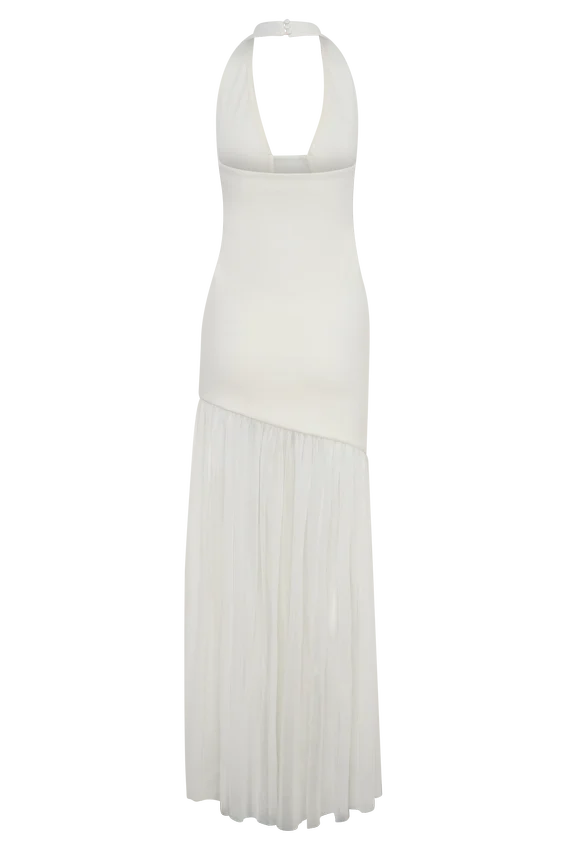 Aubree Crepe And Mesh Maxi Dress – Ivory Aubree Crepe And Mesh Maxi Dress – Ivory