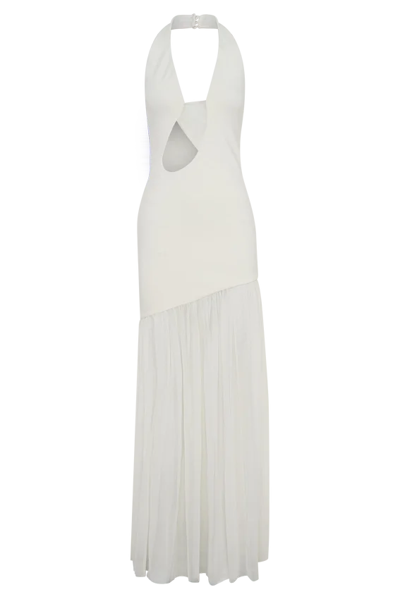Aubree Crepe And Mesh Maxi Dress – Ivory Aubree Crepe And Mesh Maxi Dress – Ivory