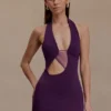 Aubree Crepe And Mesh Mini Dress – Purple