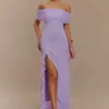 Audrey Off Shoulder Mesh Maxi Dress – Lilac Audrey Off Shoulder Mesh Maxi Dress – Lilac