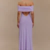 Audrey Off Shoulder Mesh Maxi Dress – Lilac Audrey Off Shoulder Mesh Maxi Dress – Lilac