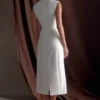 Audrine Suiting Sleeveless Midi Dress – Ivory Audrine Suiting Sleeveless Midi Dress – Ivory