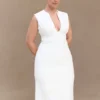Audrine Suiting Sleeveless Midi Dress – Ivory Audrine Suiting Sleeveless Midi Dress – Ivory