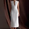 Audrine Suiting Sleeveless Midi Dress – Ivory Audrine Suiting Sleeveless Midi Dress – Ivory