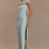 Aurora Slinky And Mesh Split Maxi Dress – Lagoon Aurora Slinky And Mesh Split Maxi Dress – Lagoon