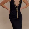 Axton Low Neck Maxi Dress – Black