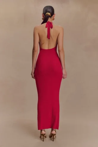 Ayella Cowl Knit Maxi Dress – Raspberry