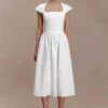 Ayla Cotton Fit And Flare Midi Dress – White Ayla Cotton Fit And Flare Midi Dress – White
