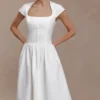 Ayla Cotton Fit And Flare Midi Dress – White Ayla Cotton Fit And Flare Midi Dress – White