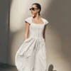 Ayla Cotton Fit And Flare Midi Dress – White Ayla Cotton Fit And Flare Midi Dress – White