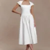 Ayla Cotton Fit And Flare Midi Dress – White Ayla Cotton Fit And Flare Midi Dress – White