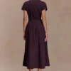 Aysha Buttoned Linen Midi Dress – Chocolate Aysha Buttoned Linen Midi Dress – Chocolate
