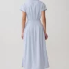 Aysha Buttoned Linen Midi Dress – Cornflower Blue