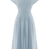 Aysha Buttoned Linen Midi Dress – Cornflower Blue