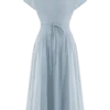 Aysha Buttoned Linen Midi Dress – Cornflower Blue