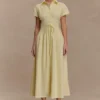 Aysha Buttoned Linen Midi Dress – Lemon Aysha Buttoned Linen Midi Dress – Lemon