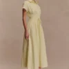 Aysha Buttoned Linen Midi Dress – Lemon Aysha Buttoned Linen Midi Dress – Lemon