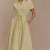 Aysha Buttoned Linen Midi Dress – Lemon Aysha Buttoned Linen Midi Dress – Lemon