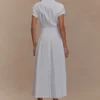 Aysha Buttoned Linen Midi Dress – White