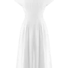 Aysha Buttoned Linen Midi Dress – White