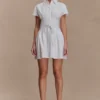 Aysha Buttoned Linen Mini Dress – White Aysha Buttoned Linen Mini Dress – White