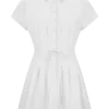 Aysha Buttoned Linen Mini Dress – White Aysha Buttoned Linen Mini Dress – White