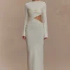 Azariah Long Sleeve Knit Midi Dress – Ivory