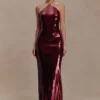 Baldwin Sequin Cut Out Maxi Dress – Mahogany Baldwin Sequin Cut Out Maxi Dress – Mahogany