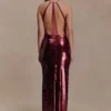 Baldwin Sequin Cut Out Maxi Dress – Mahogany Baldwin Sequin Cut Out Maxi Dress – Mahogany
