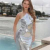 Baldwin Sequin Cut Out Maxi Dress – Silver