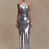 Baldwin Sequin Cut Out Maxi Dress – Silver