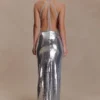 Baldwin Sequin Cut Out Maxi Dress – Silver